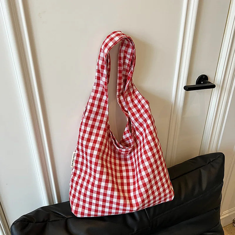 Korean Vintage Plaid Underarm Bags
