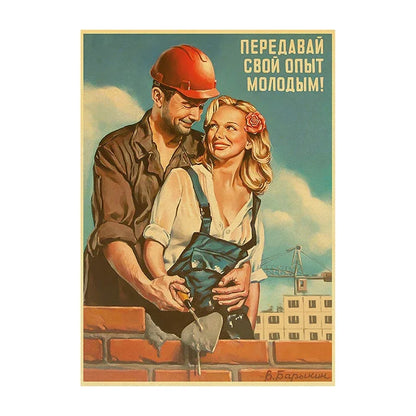 Soviet USSR Vintage Propaganda Poster – Stalin Portrait Retro Wall Art Print
