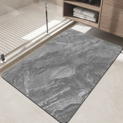 Marble Bath Mat – Non-Slip Luxury Bathroom Rug with Gold Accent