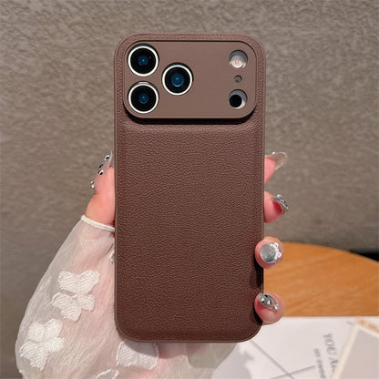 Luxury Lychee Pattern Leather iPhone Case – Shockproof TPU Frame