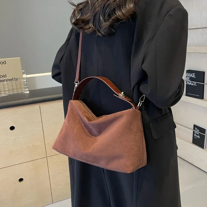 Retro Frosted Shoulder Bag for Women – Textured Crossbody Handbag