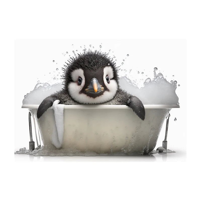 Cute Dog in Bathtub Wall Art Poster – Funny Puppy Canvas Print