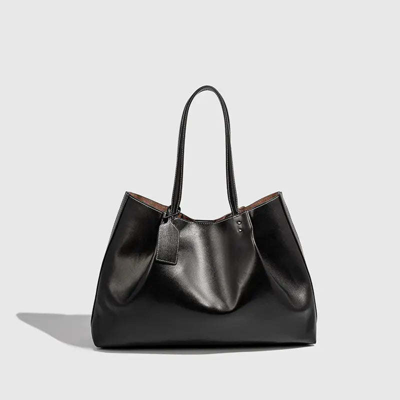 Ruched PU Leather Handbag for Women – Large Shoulder Bag
