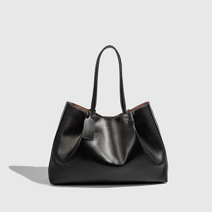 Ruched PU Leather Handbag for Women – Large Shoulder Bag