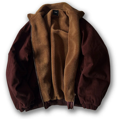 Fleece-Lined Bomber Jacket Men – Japanese Vintage Streetwear