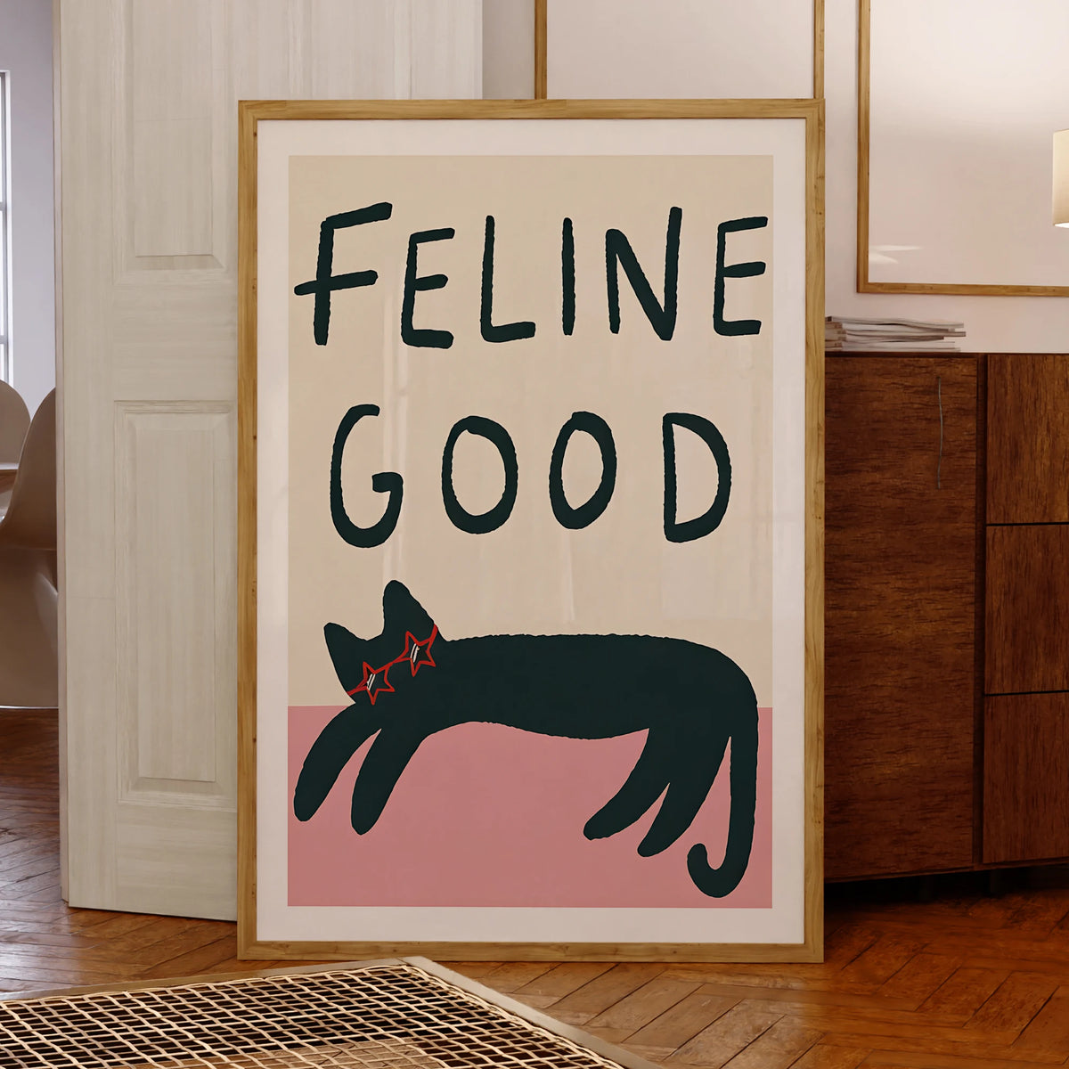 Feline Good Cat Wall Art Print – Funny Cat Poster for Home Decor