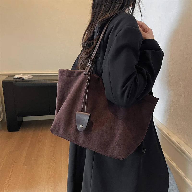 Women Flannel Large Capacity Shoulder Bag
