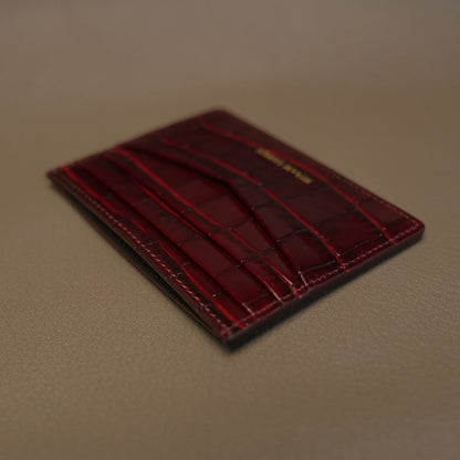 Personalized Crocodile Leather Slim Card Holder Wallet