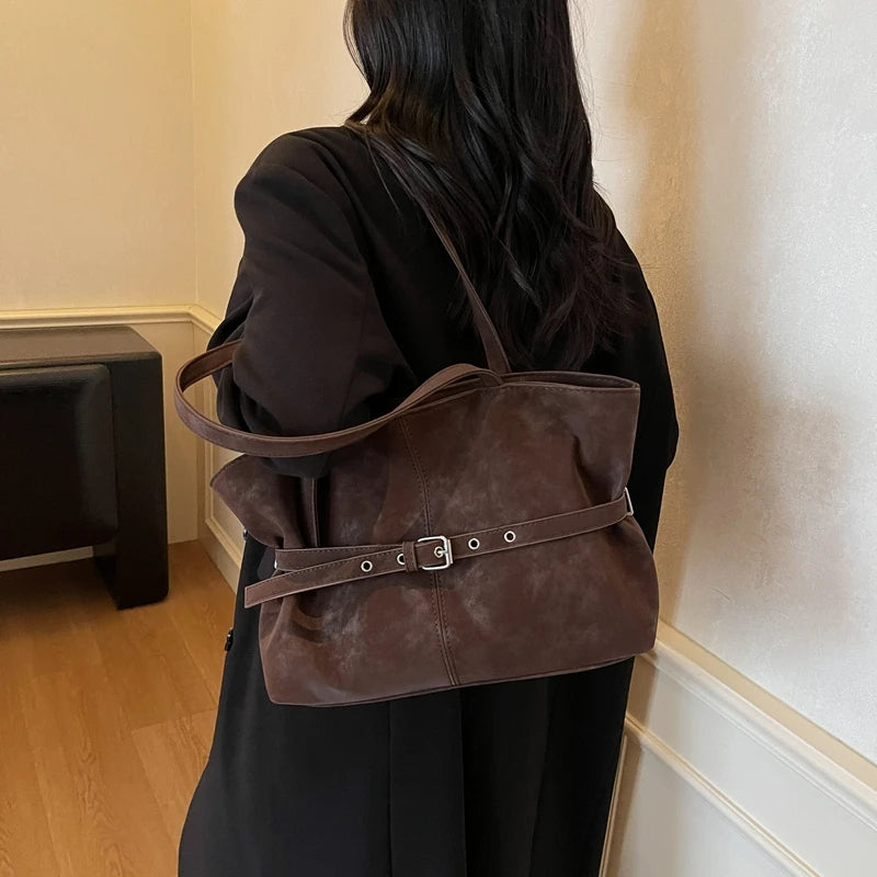 Women Faux Suede Large Capacity Shoulder Bag