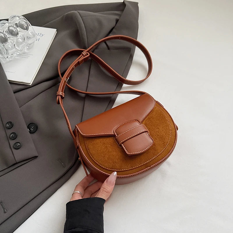 Winter Retro Saddle Shoulder Bag Luxury Designer Female Handbag