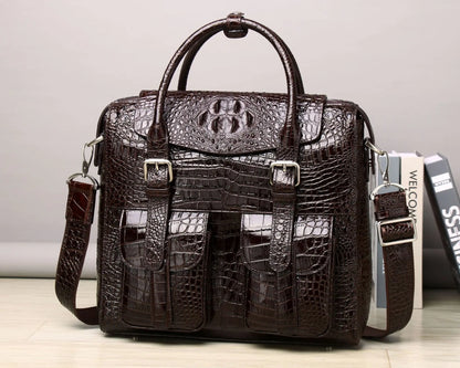 Alligator Embossed Genuine Leather Men's Briefcase Bag