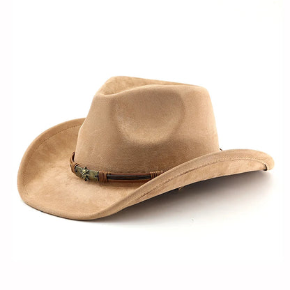 Western Cowboy Hat Vintage Rolled Brim Felt Jazz Hat