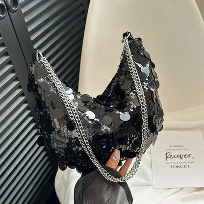 Korean Chain Sequins Crossbody Bag Evening Clutch Bag