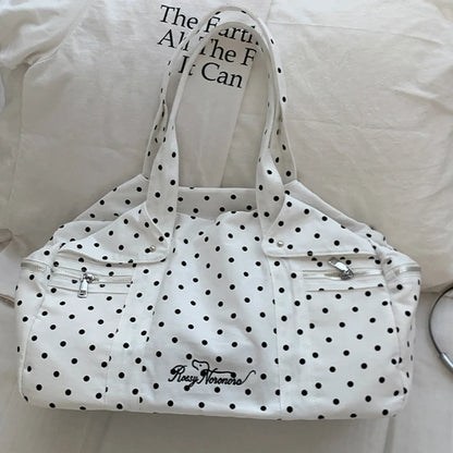 Korean Polka Dot Tote Bag Large Capacity Casual Handbag