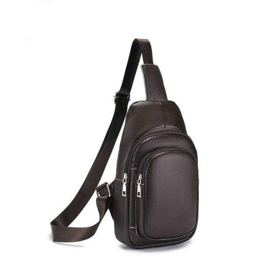 Genuine Leather Men's Chest Sling Bag – Crossbody Shoulder Pack