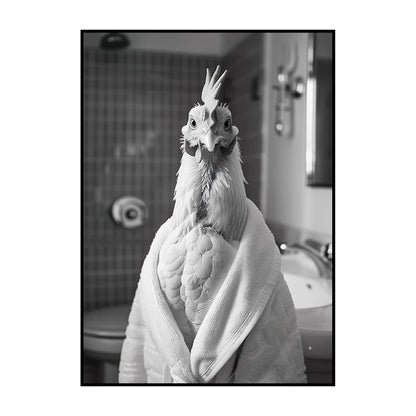 Funny Animal Bathroom Wall Art Poster – Quirky Wildlife in Bathrobe Print