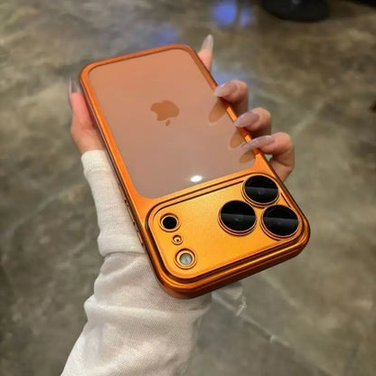 Frosted Translucent iPhone Case – Metal Frame & Camera Lens Protector for iPhone 13–17