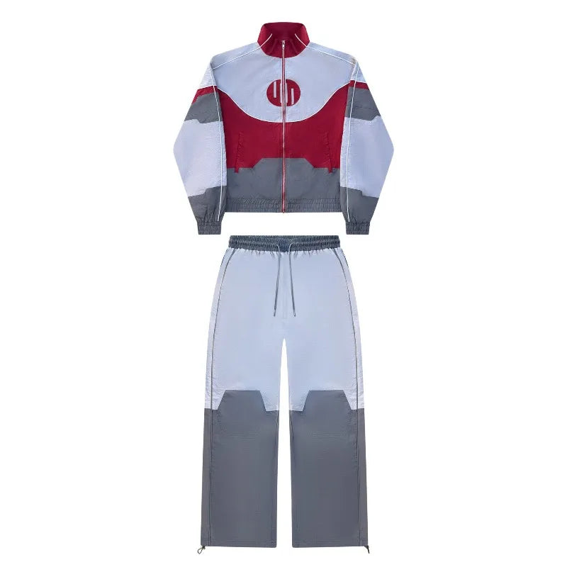 Y2K Color Block Tracksuit Set – Unisex Retro 90s Streetwear