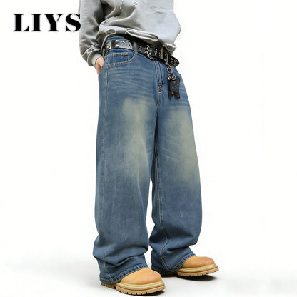 Baggy Wide Leg Jeans – Unisex Oversized Streetwear Denim Pants