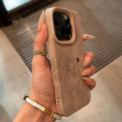 Airplane Heart Faux Leather iPhone Case – Cute Travel Design