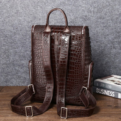 Crocodile-Embossed Leather Men's Backpack – Luxury Alligator Bag