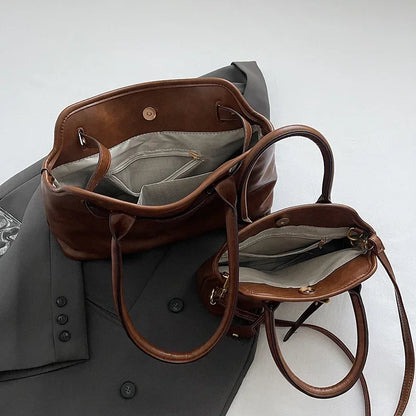 Retro PU Leather Handbag – Women's Y2K Crossbody Shoulder Bag
