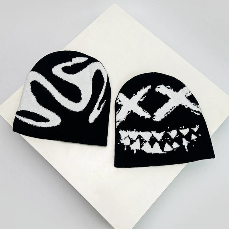 Hip Hop Letter Print Knitted Beanie Hat – Streetwear