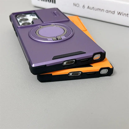 Slide Camera Cover Magnetic Ring Stand Samsung Case
