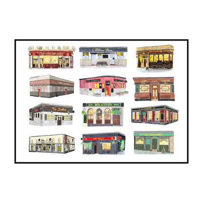 Glasgow Bookshops Wall Art Poster – Watercolor Illustrated Print