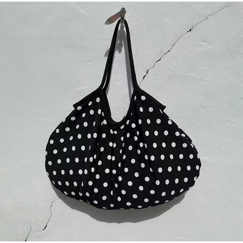 Minimalist Polka Dot Canvas Tote Bag