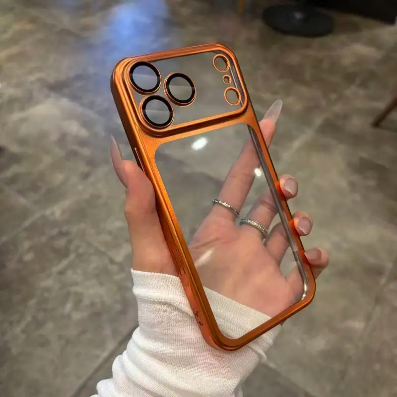 Frosted Translucent iPhone Case – Metal Frame & Camera Lens Protector for iPhone 13–17