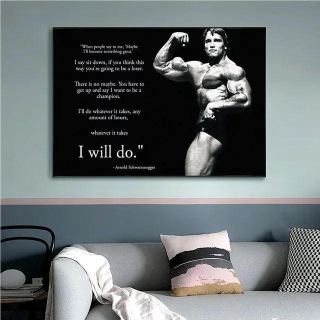 Arnold Schwarzenegger Motivational Gym Poster – Bodybuilding Wall Art