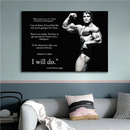 Arnold Schwarzenegger Motivational Gym Poster – Bodybuilding Wall Art