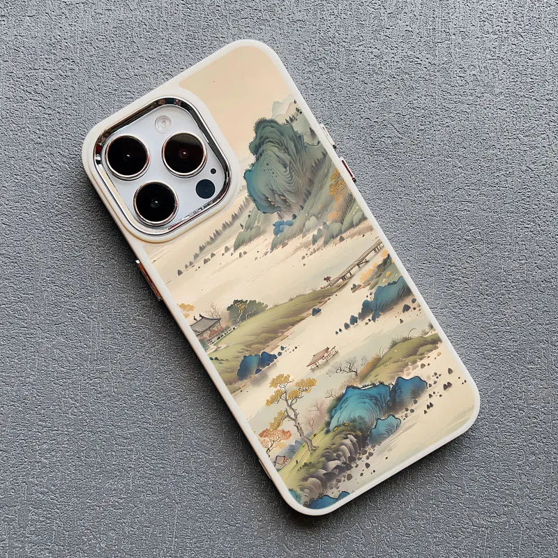 Mountain Peak Lake Vintage Silicone Phone Case