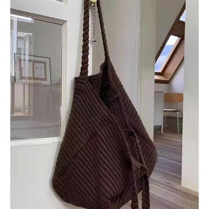 Knit Shoulder Bag for Women – Soft Woven Casual Tote