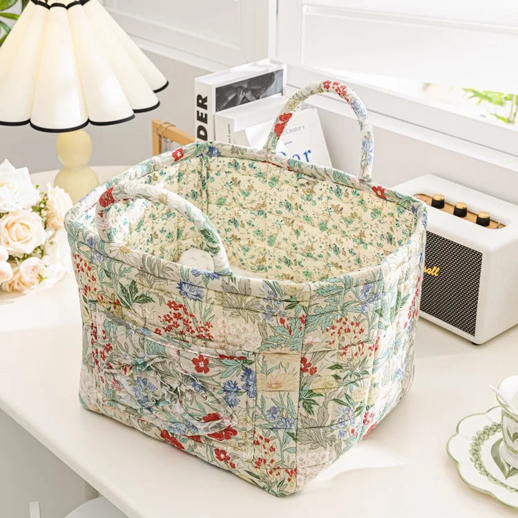 Floral Quilted Tote Bag for Women – Retro Patchwork Handbag