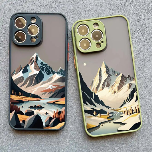 Mountain Peaks Landscape iPhone Case – Shockproof Frosted Cover