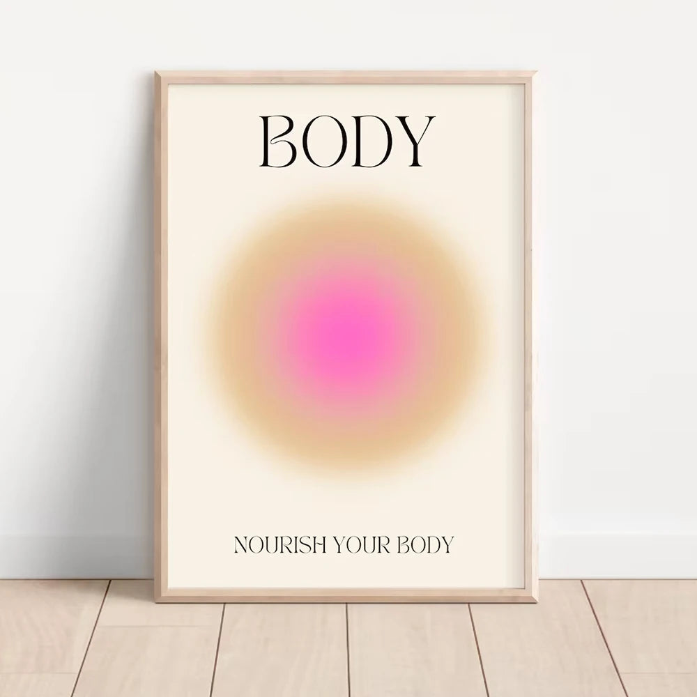 Mind Body Soul Motivational Poster Set – Spiritual Aura Gradient Wall Art
