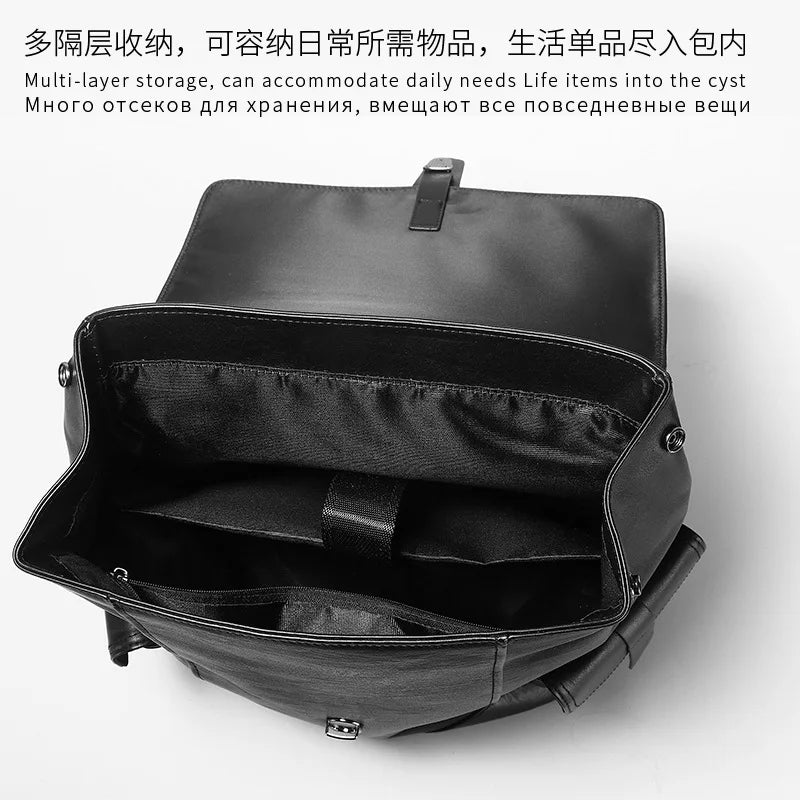 Genuine Leather Men's Backpack – 15" Laptop & Travel Bag