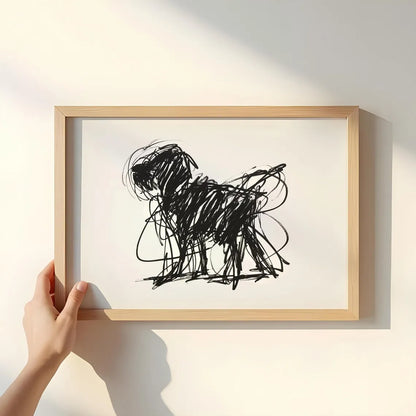 Scribble Dog Wall Art Print – Minimalist Line Art Pet Poster