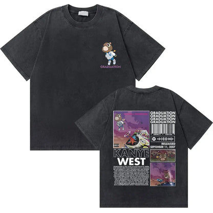 College Dropout Bear Graphic T-Shirt – Washed Vintage Streetwear Tee