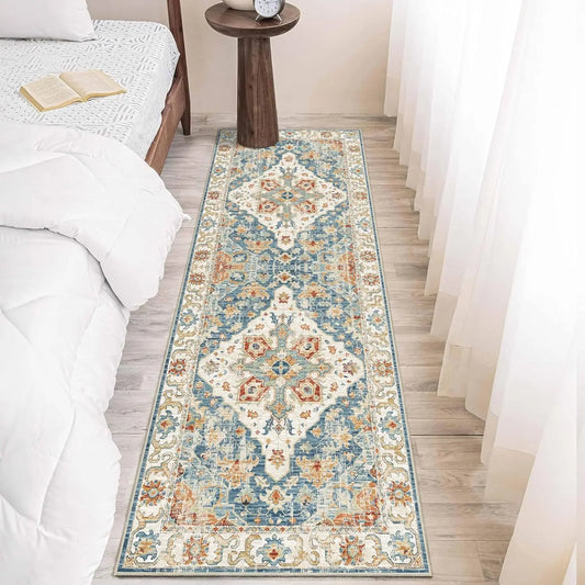 Bohemian Runner Rug – Soft Absorbent Non-Slip Hallway & Bedside Carpet