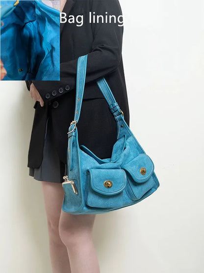 Suede Pillow Shoulder Bag – Large Capacity Crossbody