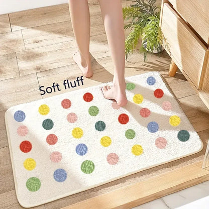 Colorful Polka Dot Bath Mat – Non-Slip Soft Shaggy Bathroom Rug