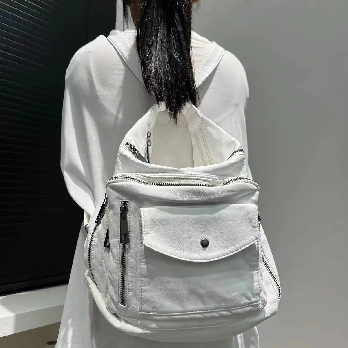 Women's Fashion Multi-Pocket Motorcycle Shoulder Bag