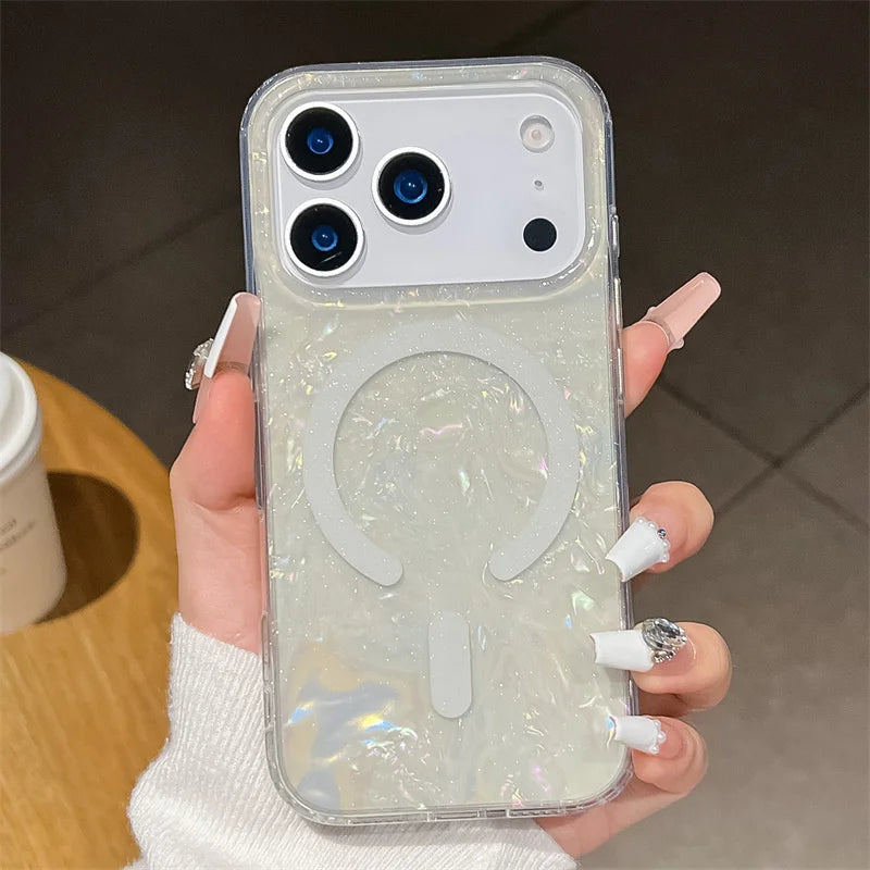 Pearl Shell MagSafe iPhone Case – Glitter Magnetic Cover