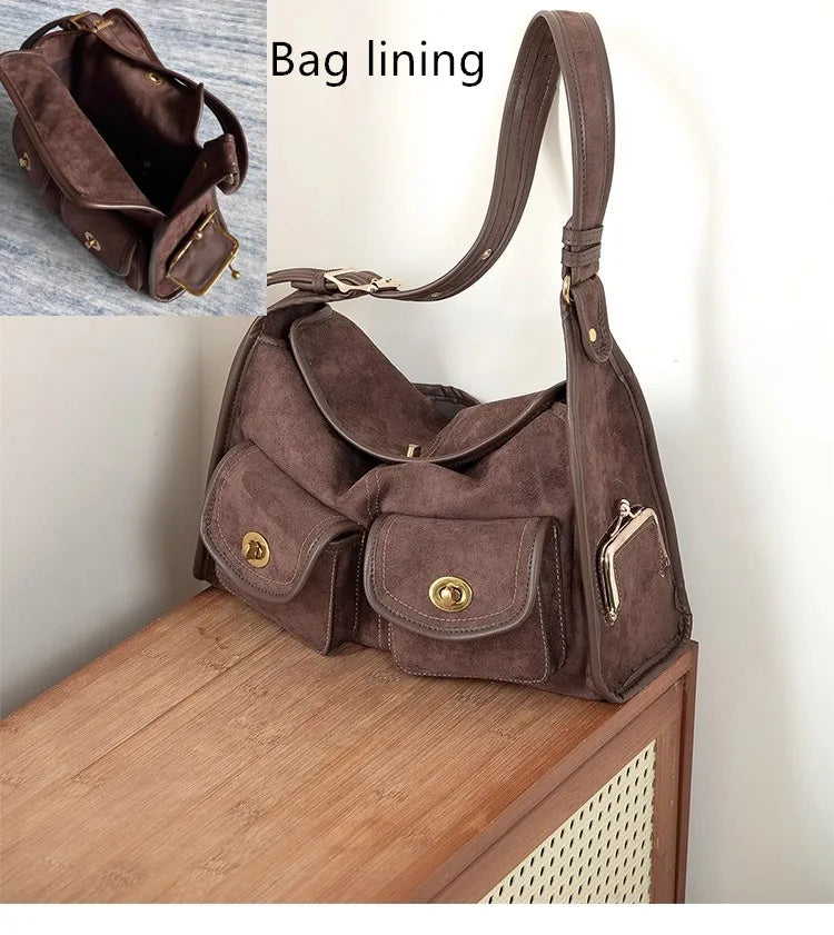 Suede Pillow Shoulder Bag – Large Capacity Crossbody