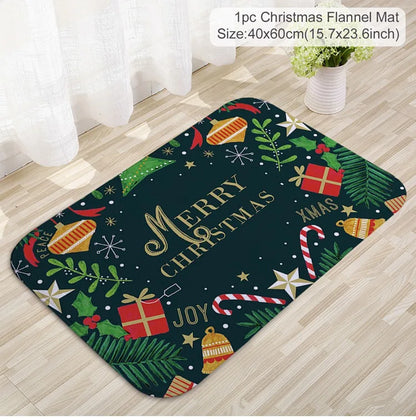 Santa Claus Christmas Doormat – Flannel Welcome Mat for Home