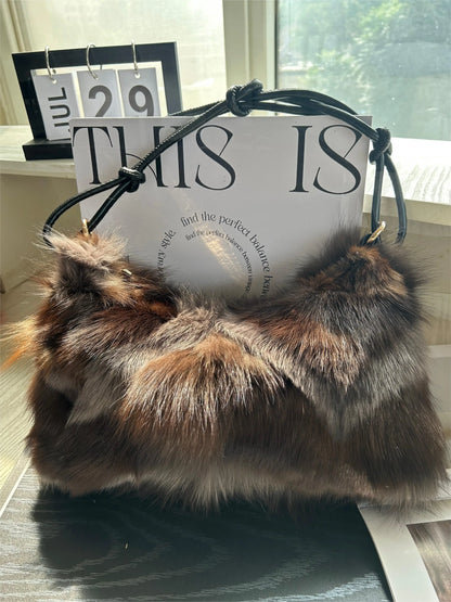 Fluffy Fur Shoulder Bag for Women – Luxury Handbag & Purse