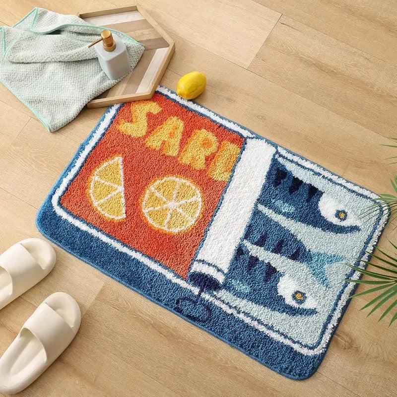 Cartoon Sardine Bath Mat – Soft Non-Slip Bathroom Rug